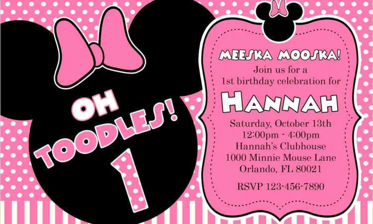 Minnie Mouse 1st Birthday Invitations With Photo