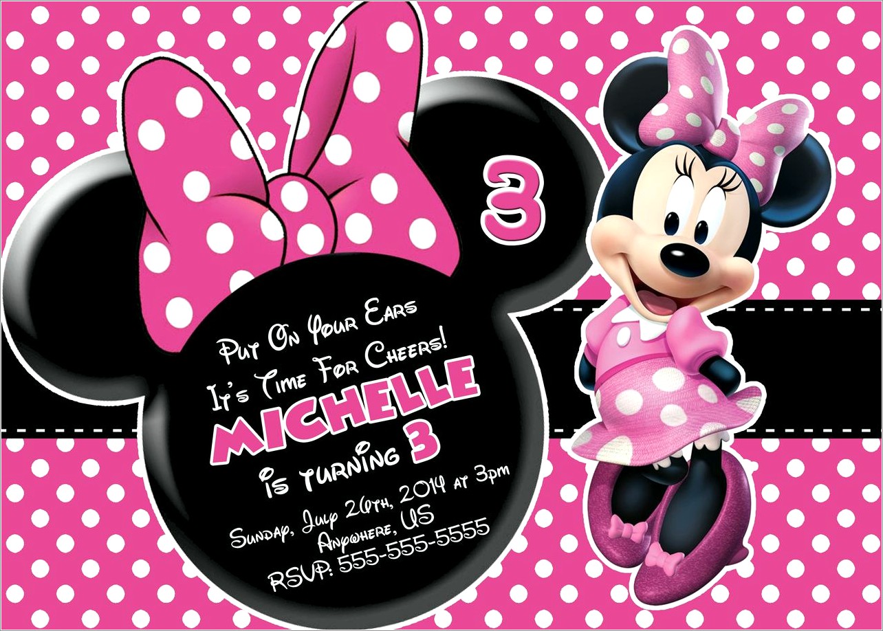 Minnie Mouse 3rd Birthday Invitations