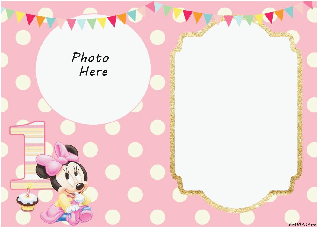 Minnie Mouse Gold And Pink Invitations