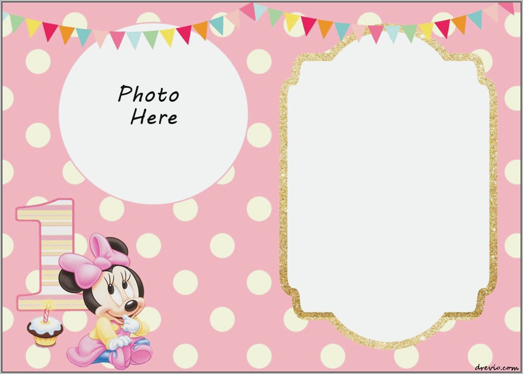 Minnie Mouse Pink And Gold Invitation Template