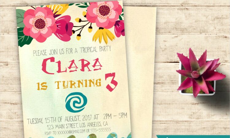 Moana Invitation Template Editable