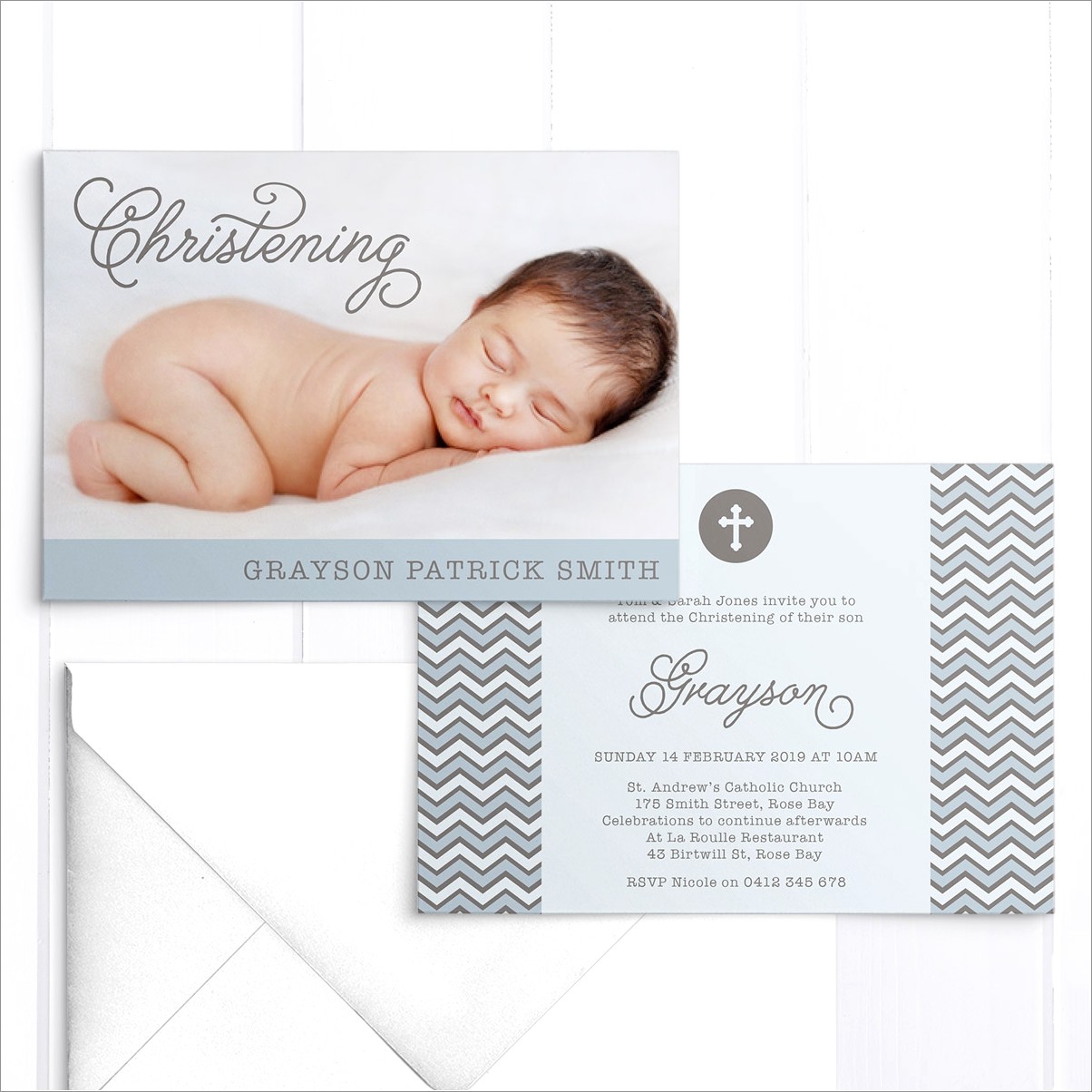 Modern Baptism Invitation Boy