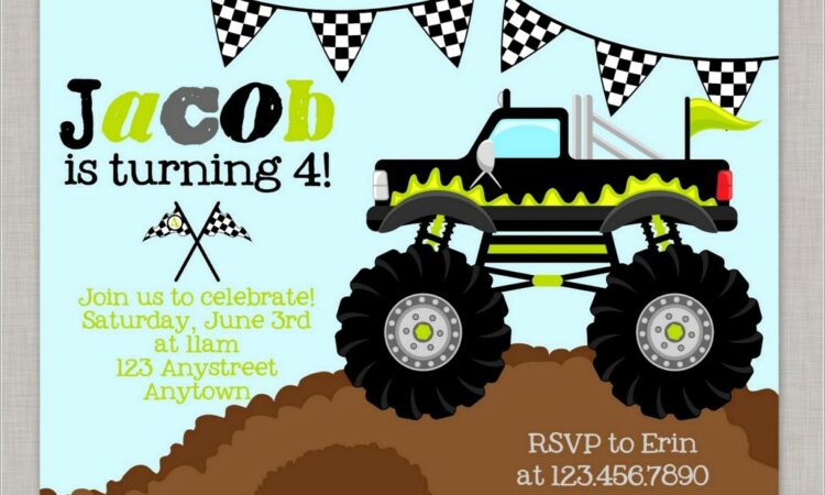 Monster Jam Birthday Invitation Template