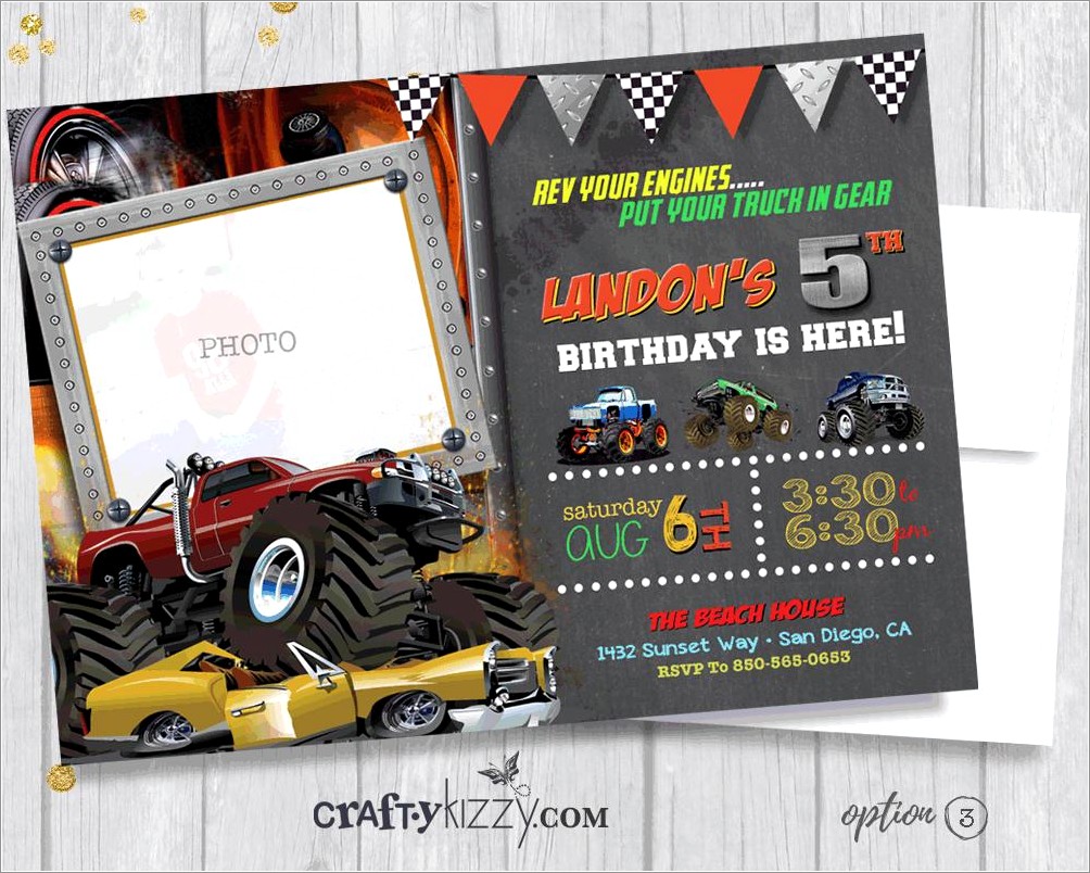 Monster Truck Birthday Invitations