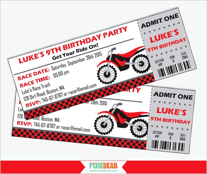 Motocross Birthday Invitations Printable