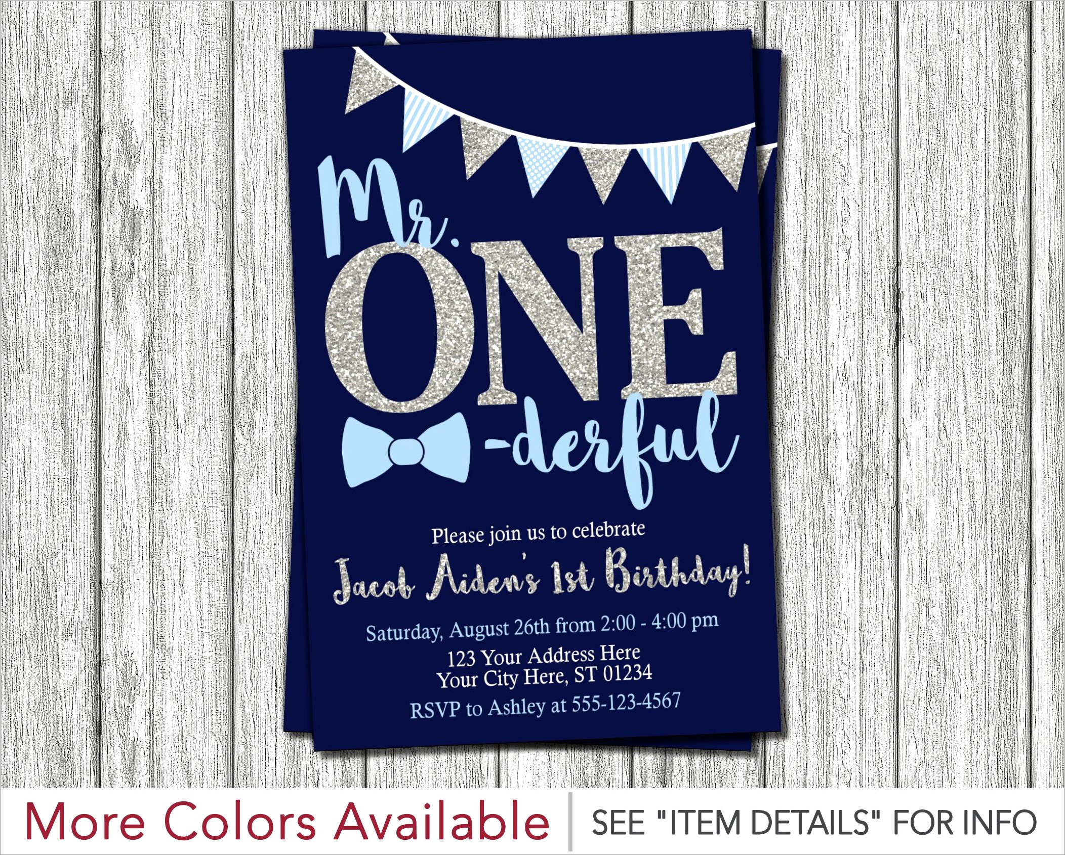 Mr Onederful First Birthday Invitations