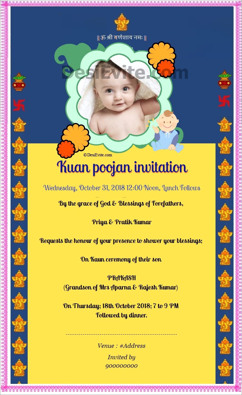 Mundan Ceremony Invitation Card In Gujarati