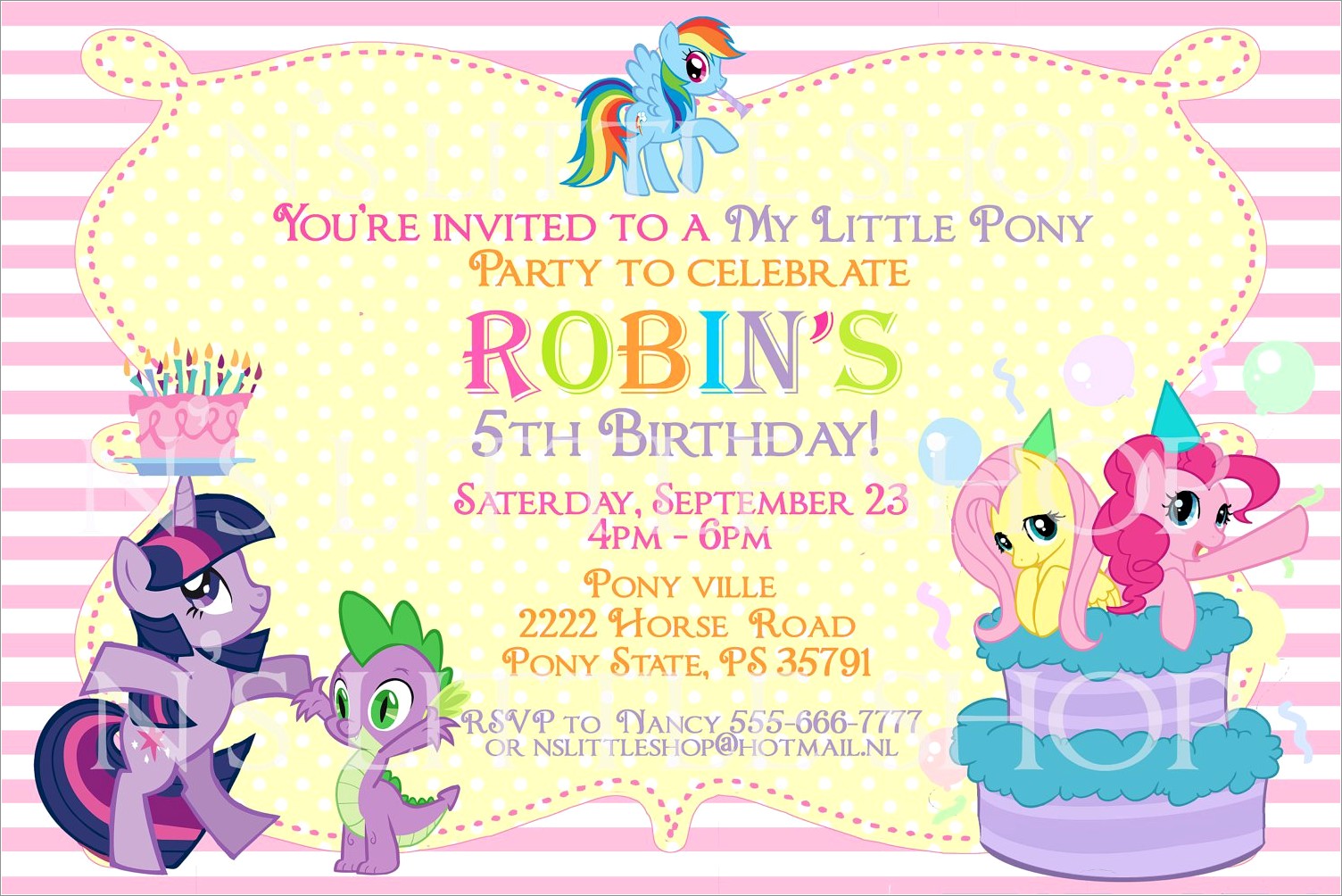 My Little Pony Blank Invitations