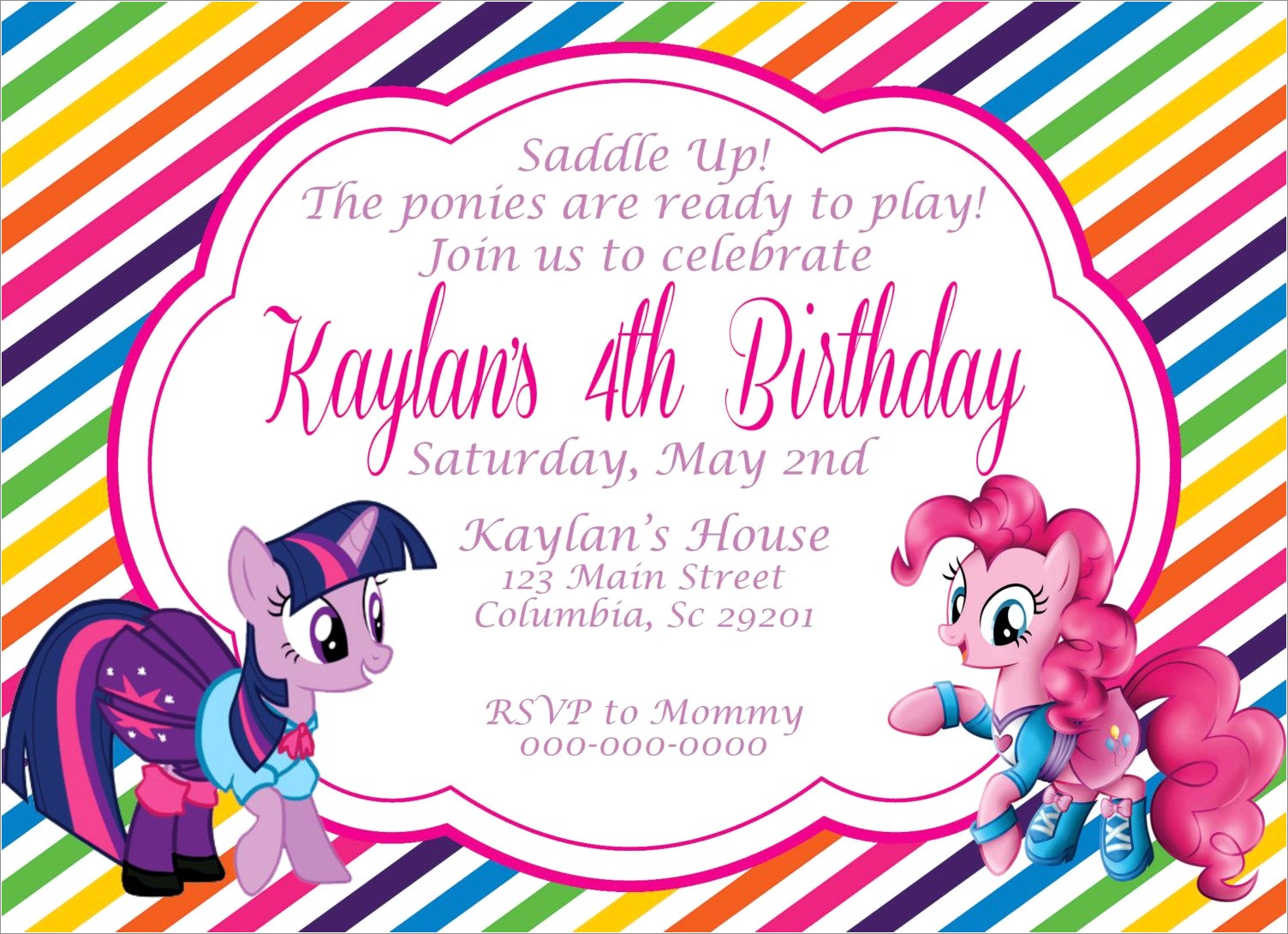 My Little Pony Invitations Etsy
