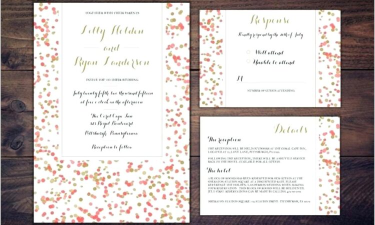 Navy And Coral Wedding Invitation Kits