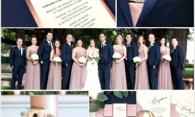 Navy And Rose Gold Invitations