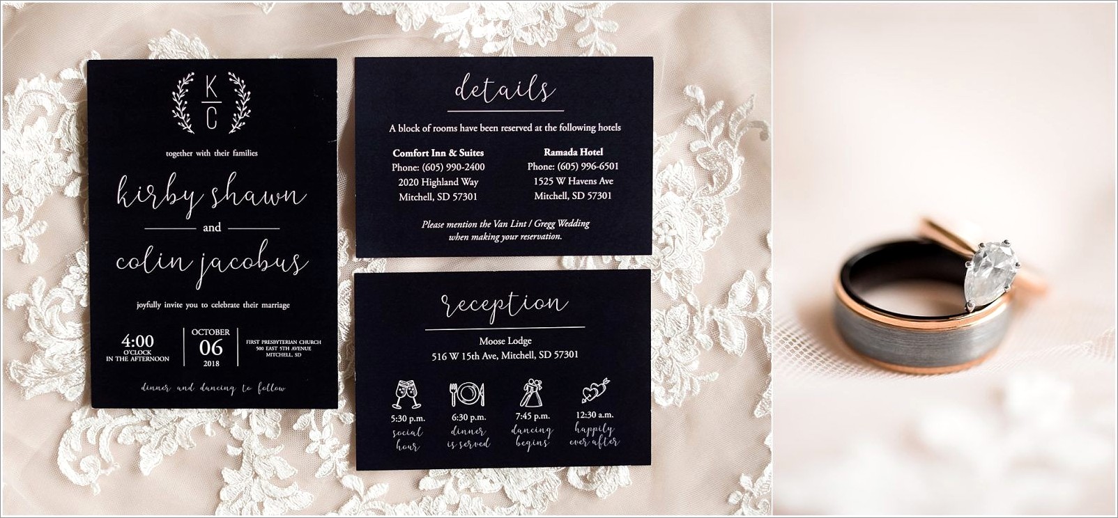 Navy And Rose Gold Wedding Invitations