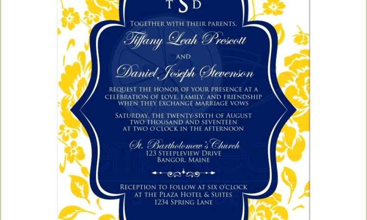 Navy And Yellow Wedding Invitations