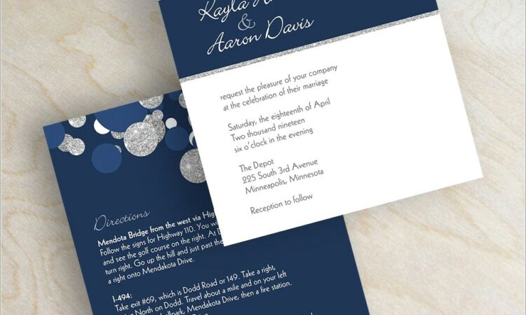 Navy Blue And Silver Invitations