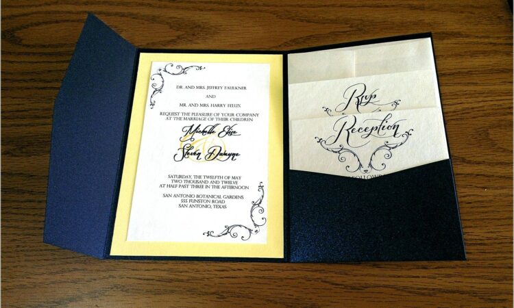 Navy Blue And Yellow Wedding Invitations