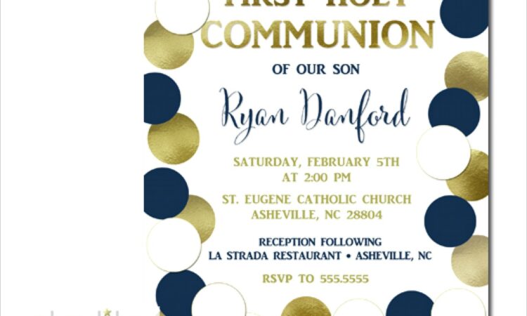 Navy Blue Communion Invitations