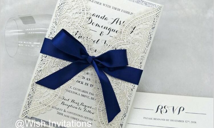 Navy Blue Quinceanera Invitations