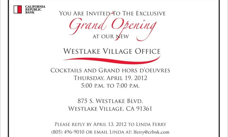 New Business Open House Invitation Wording