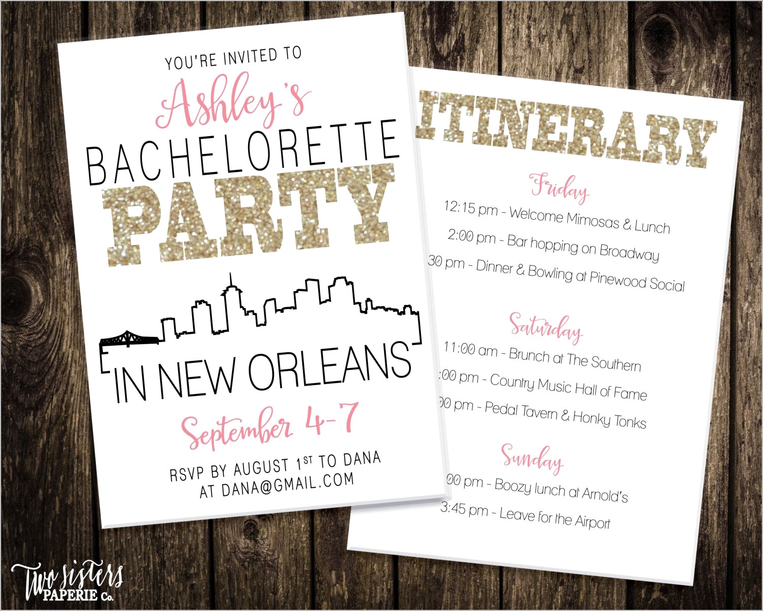 New Orleans Bachelorette Invitations