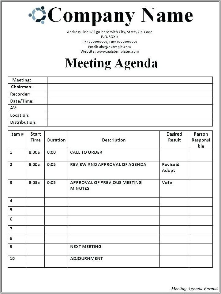 Nonprofit Board Of Directors Meeting Agenda Template