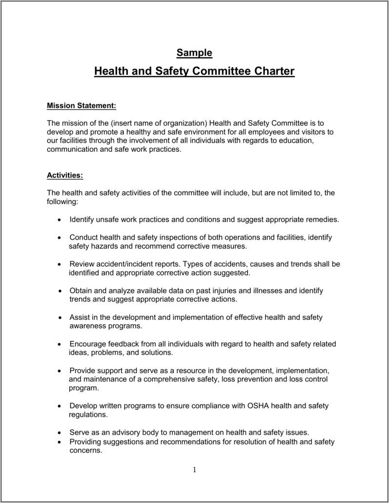 Nonprofit Committee Charter Template