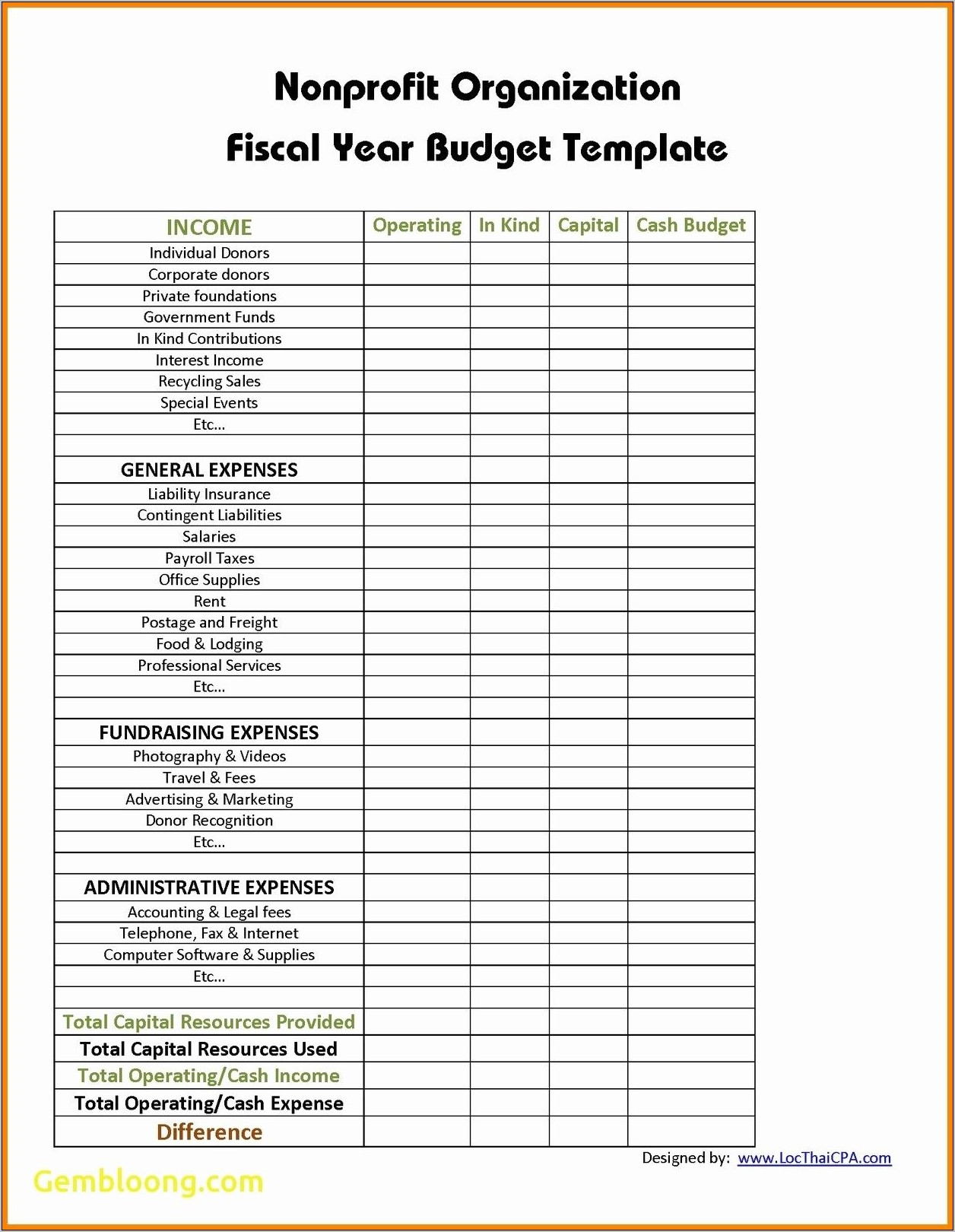 Nonprofit Program Budget Template