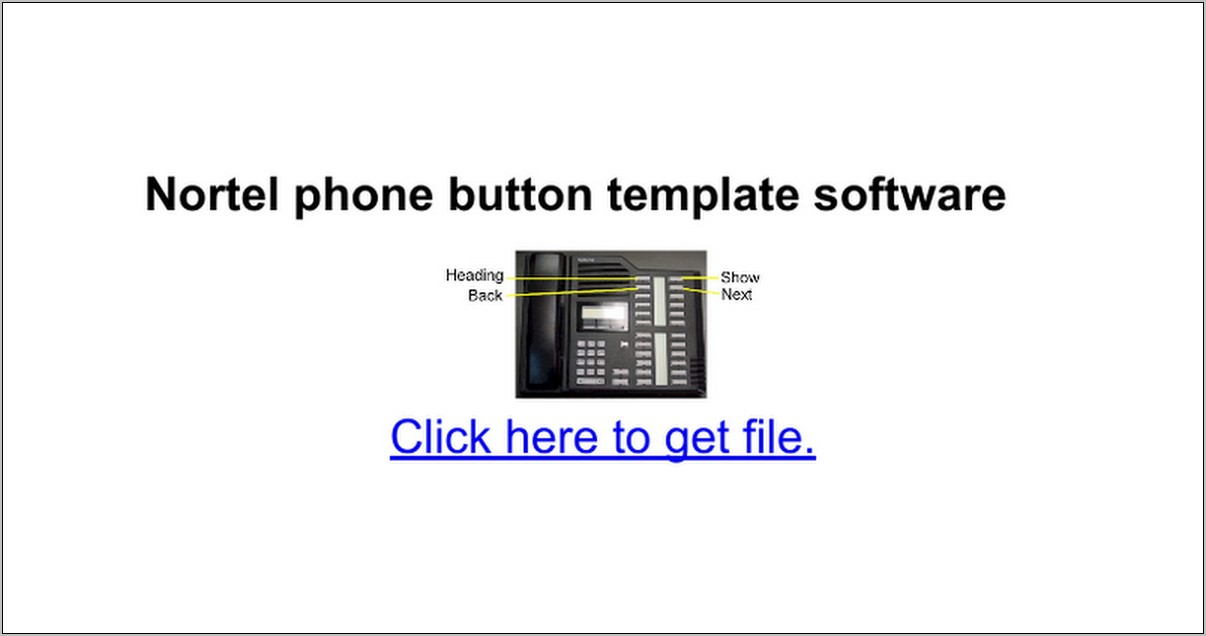 Nortel T7316 E Programming Template