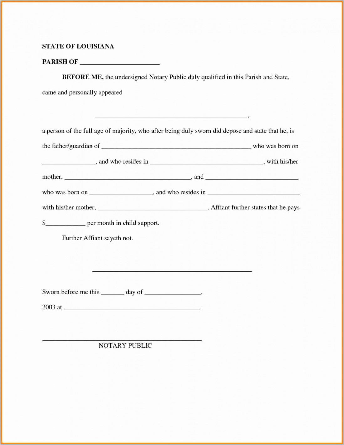 Notarized Child Support Agreement Letter Template