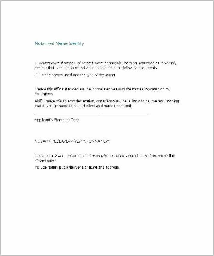Notarized Letter Template For Child Travel