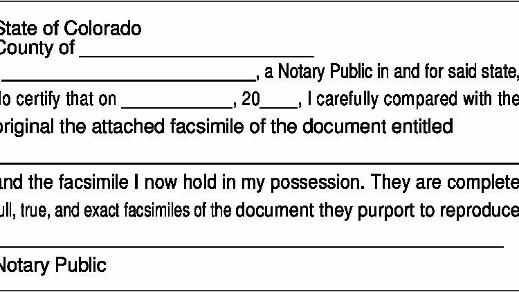 Notary Public Acknowledgement Form Colorado