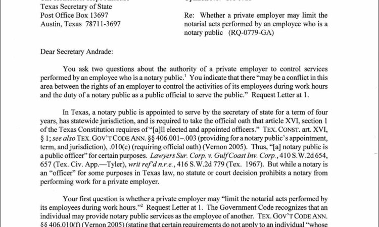 Notary Public Letter Format