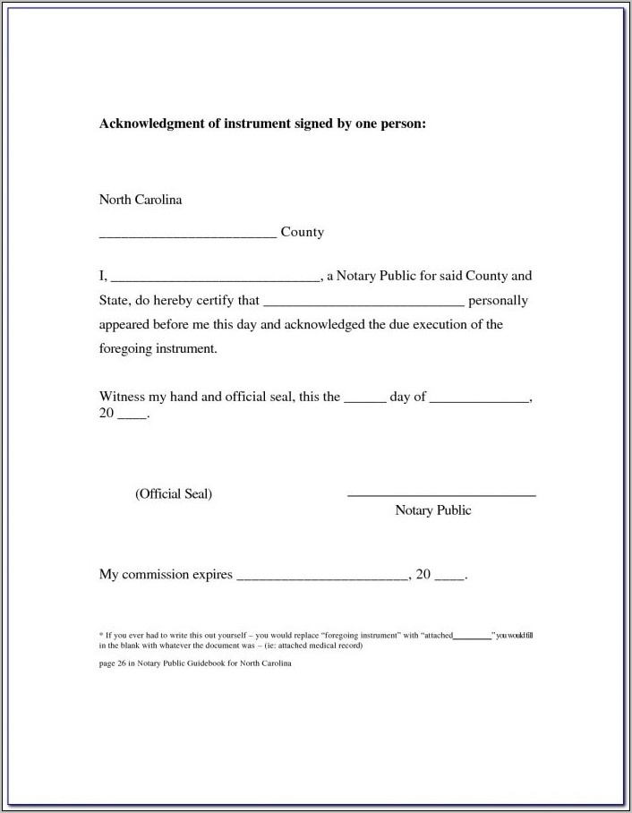 Notary Public Template Nc
