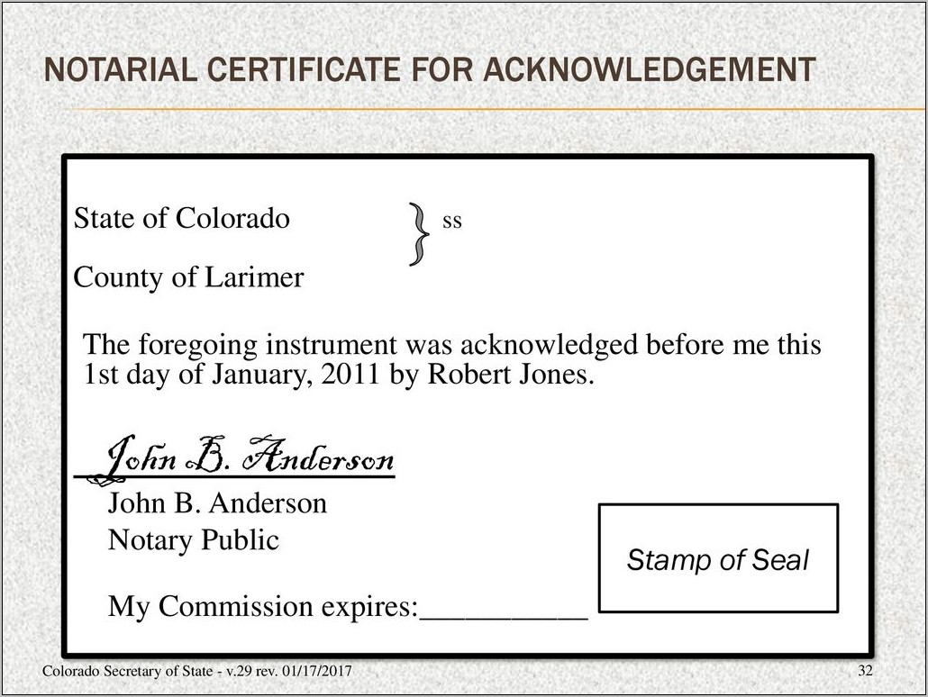 Notary Public Verbiage Colorado