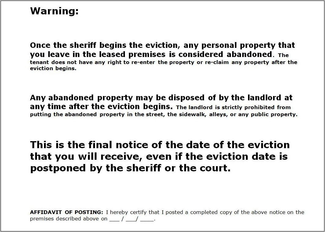 Notice Of Eviction Template Texas