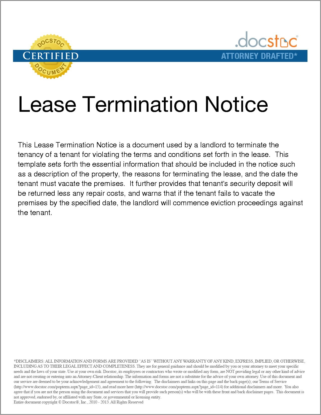 Notice Of Termination Of Contract Example