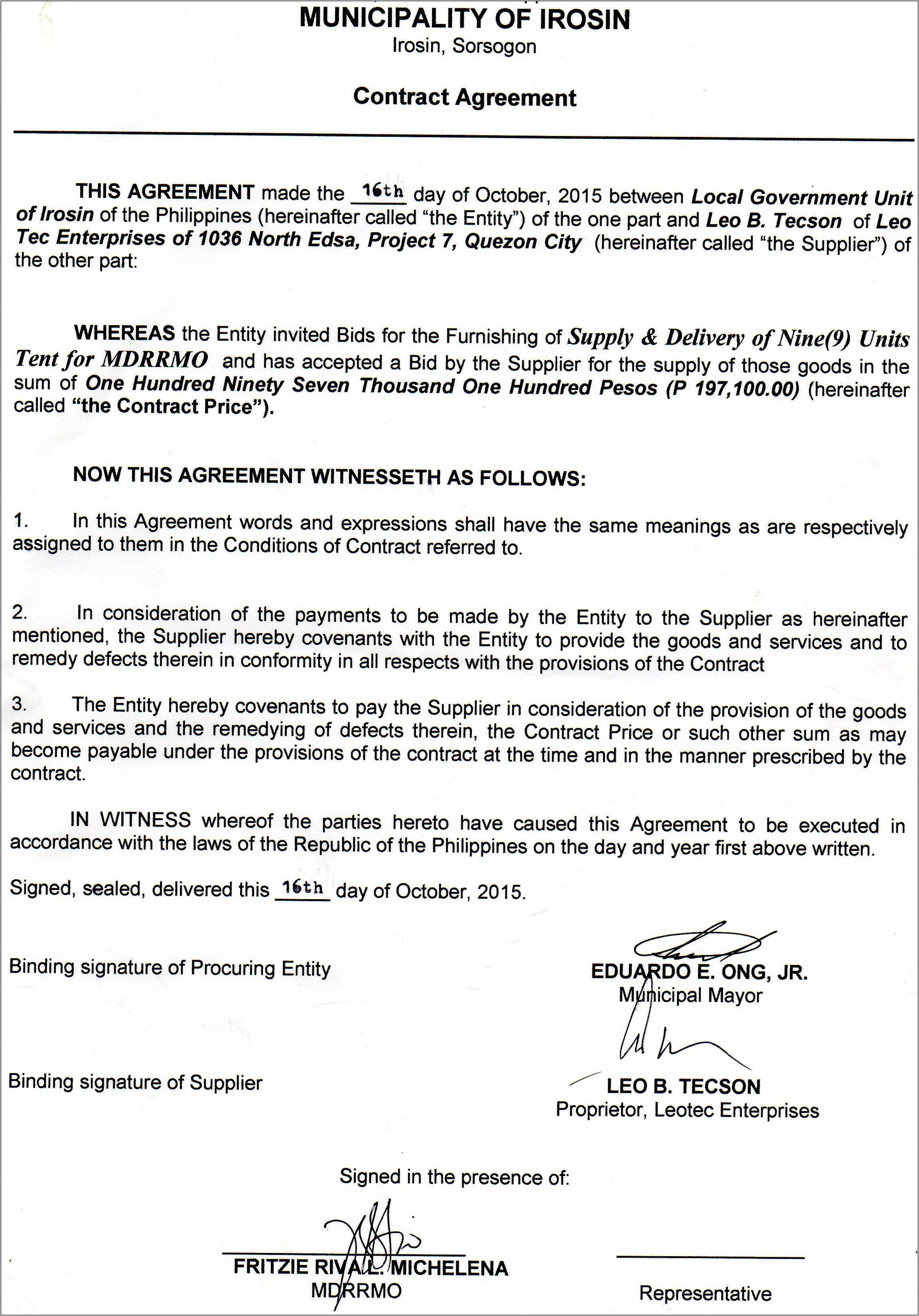 Notice Of Termination Of Contract Sample Gppb