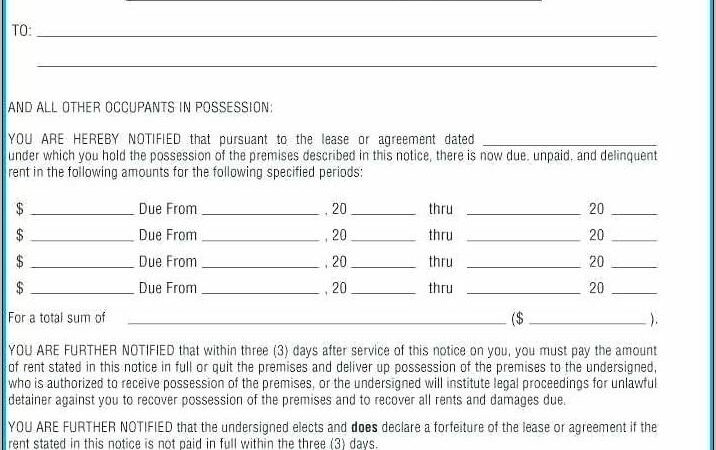 Notice To Pay Or Vacate Template