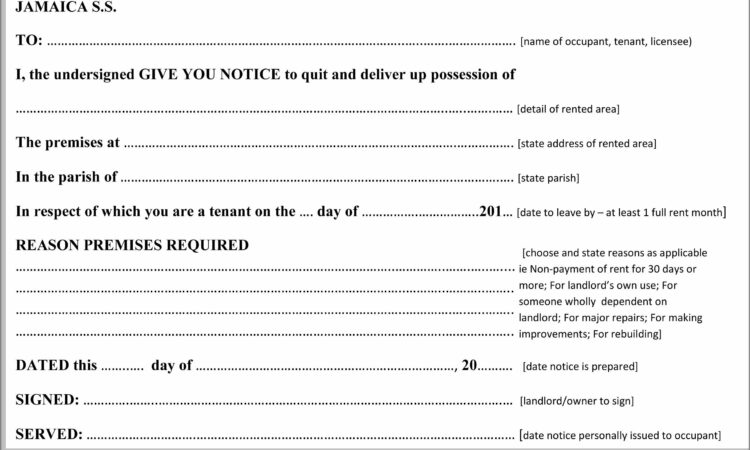 Notice To Quit Jamaica Sample