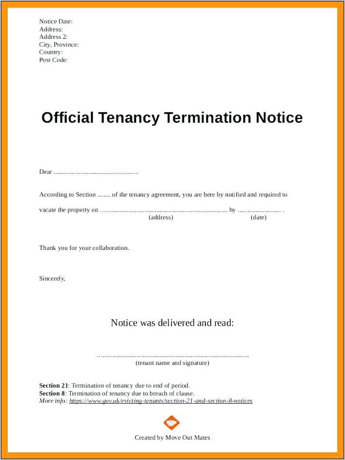 Notice To Quit Template For Tenant