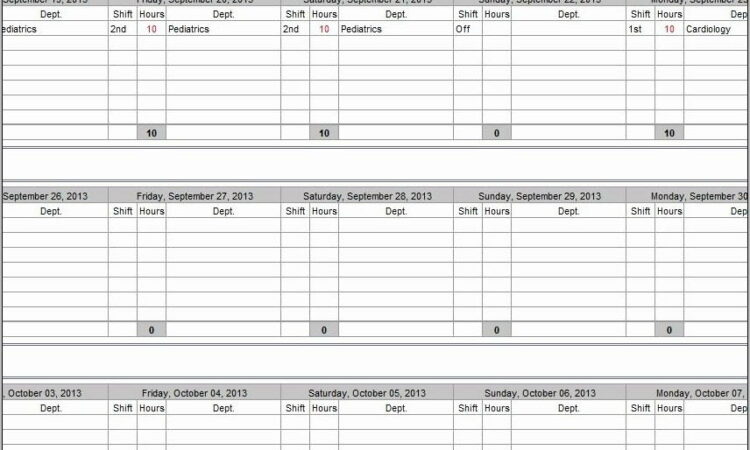 Nurse Self Scheduling Template