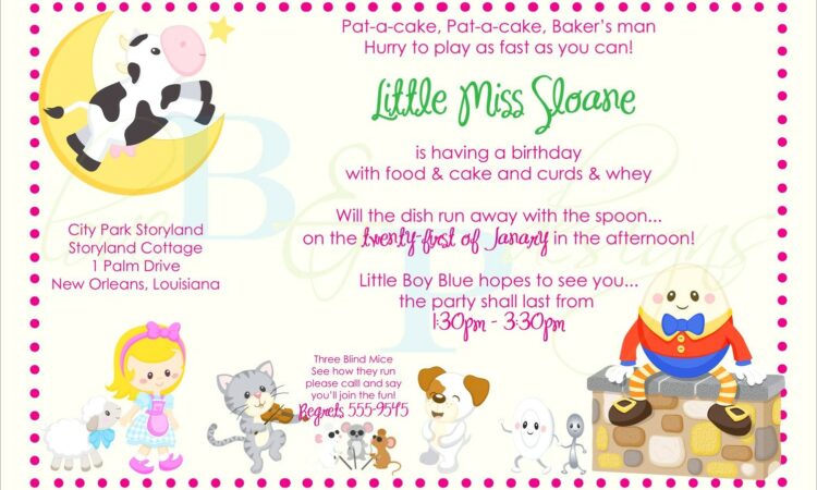 Nursery Rhyme Birthday Invitations