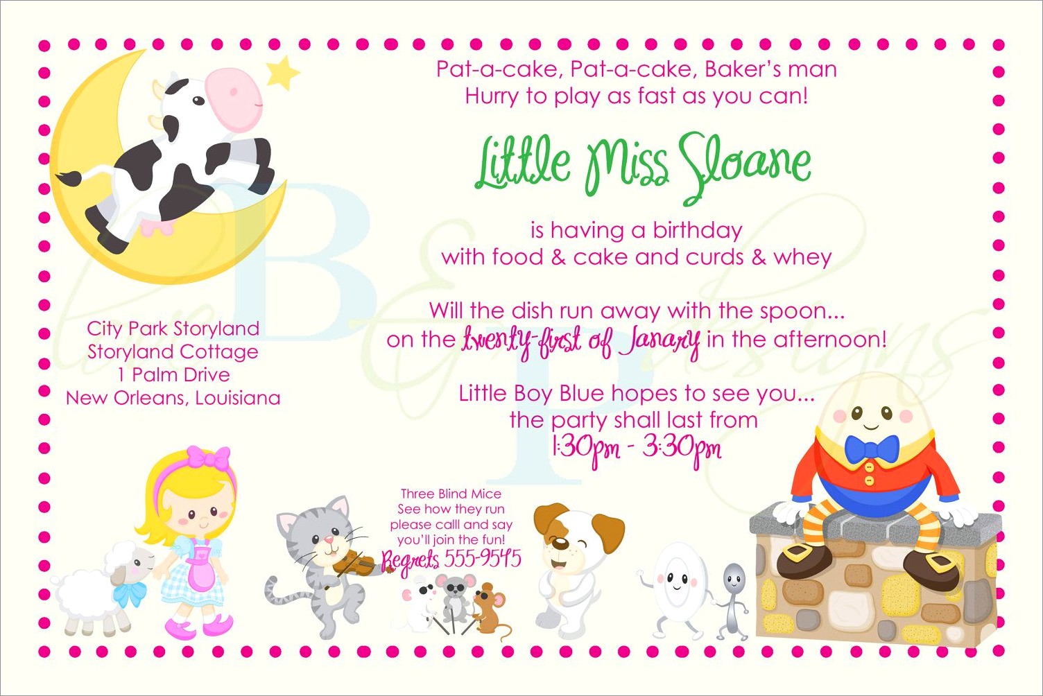 Nursery Rhyme Birthday Invitations