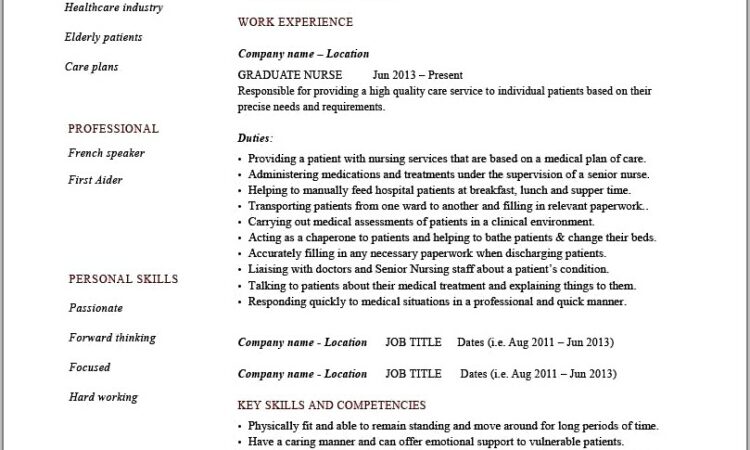 Nursing Resume Templates For Microsoft Word