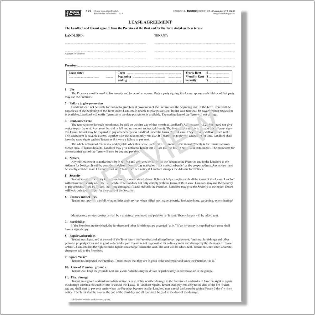 Nys Landlord Tenant Lease Agreement