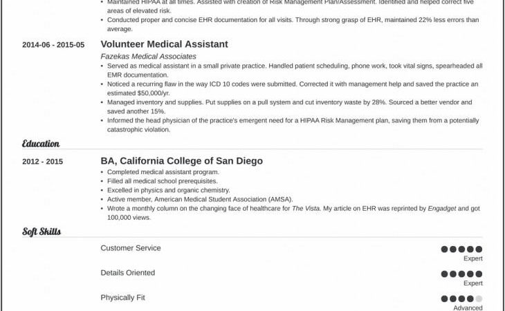 Objective Resume Examples For Medical Assistants