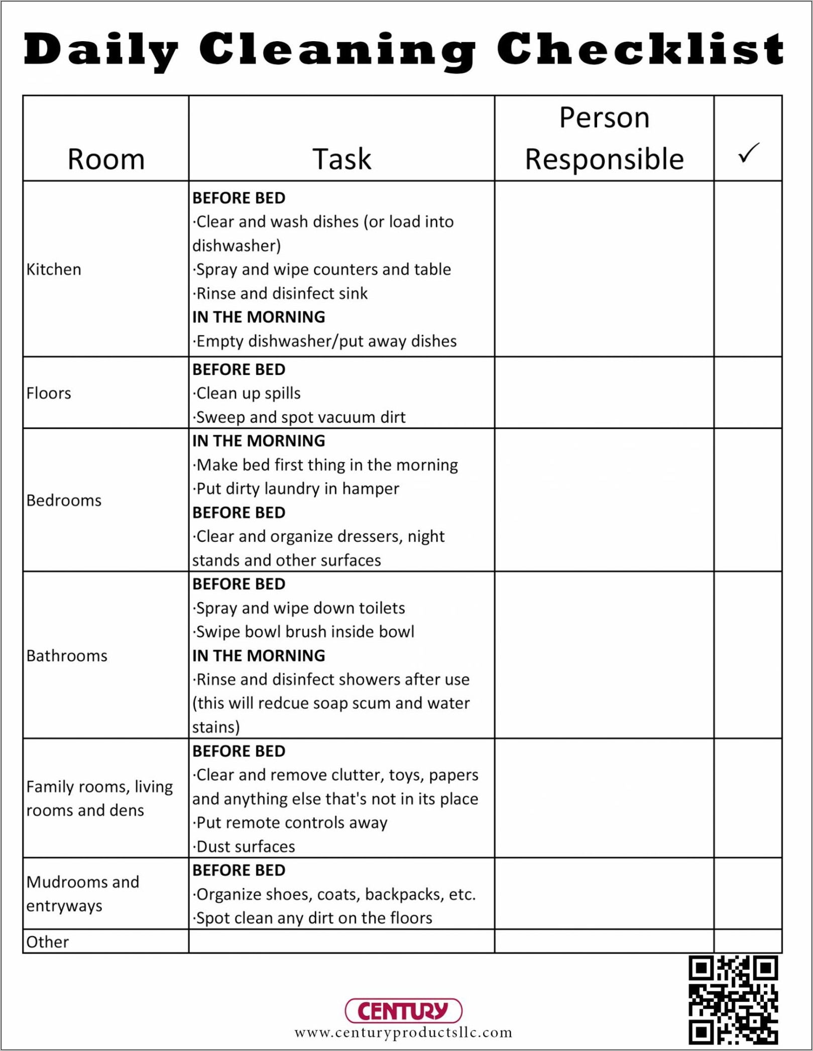 Office Cleaning Checklist Format