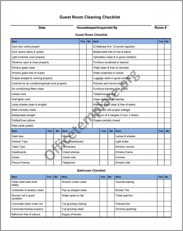 Office Cleaning Checklist Templates