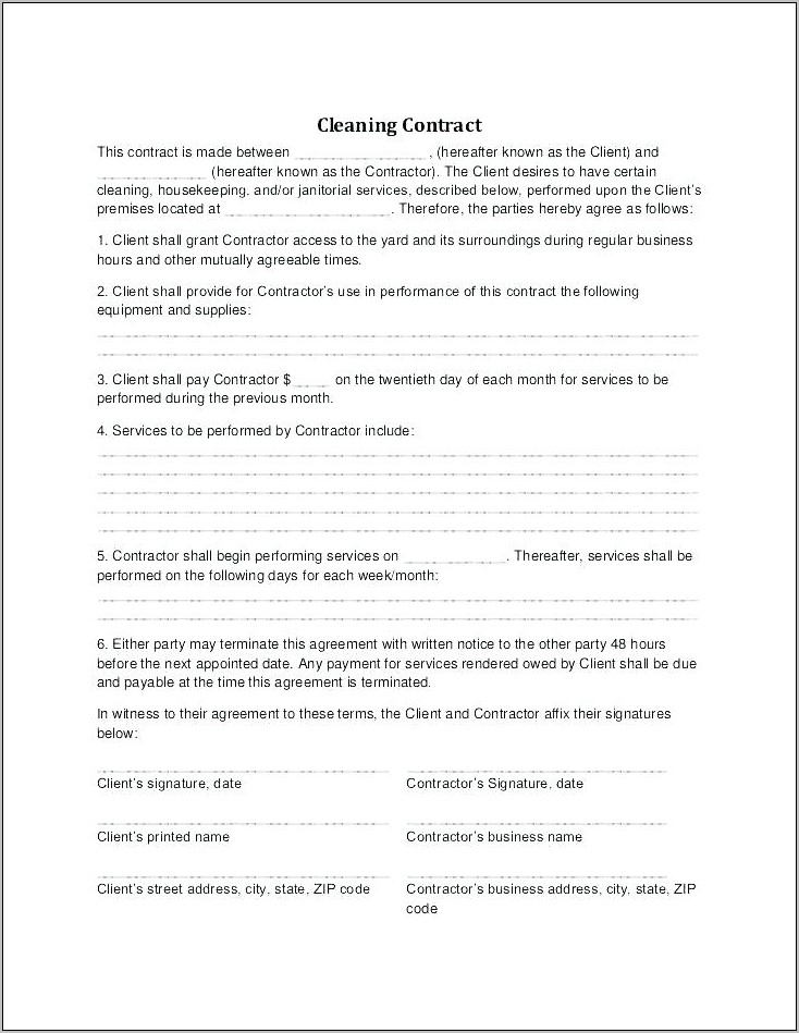 Office Cleaning Contract Template Uk