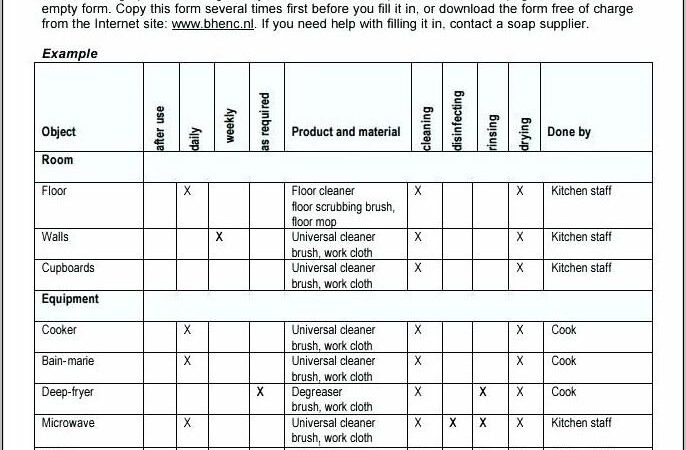 Office Cleaning Schedule Template Free