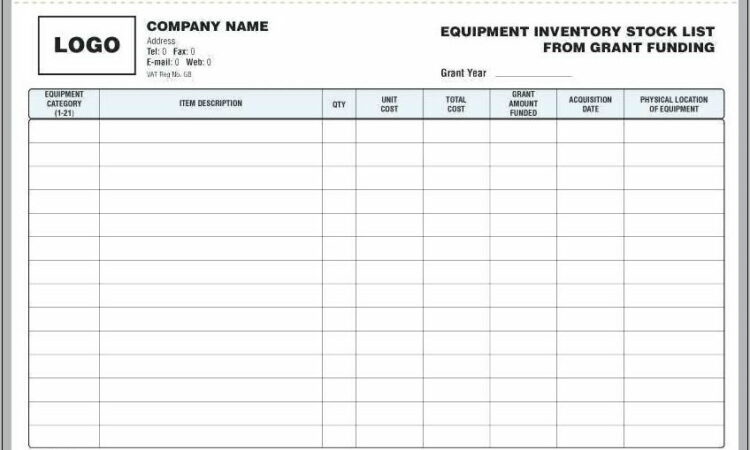 Office Equipment Inventory Format